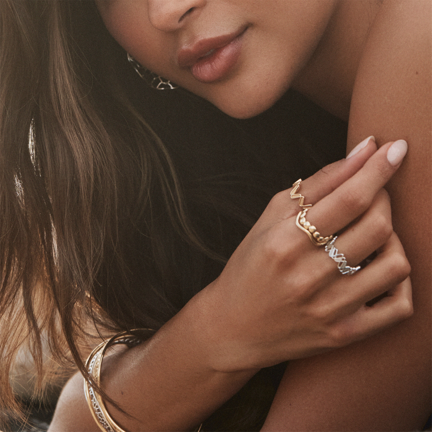 Jamie Turner Beaded Curve Stacking Ring in 18k Yellow Gold