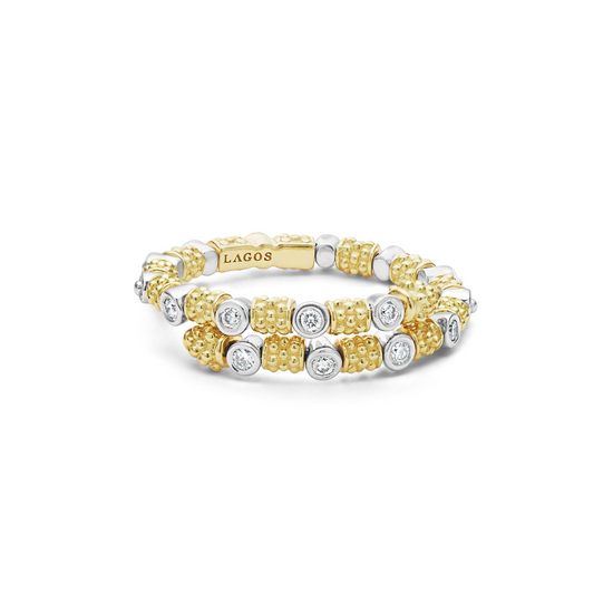Lagos Superfine Band Ring w/ Diamonds in 18k Gold