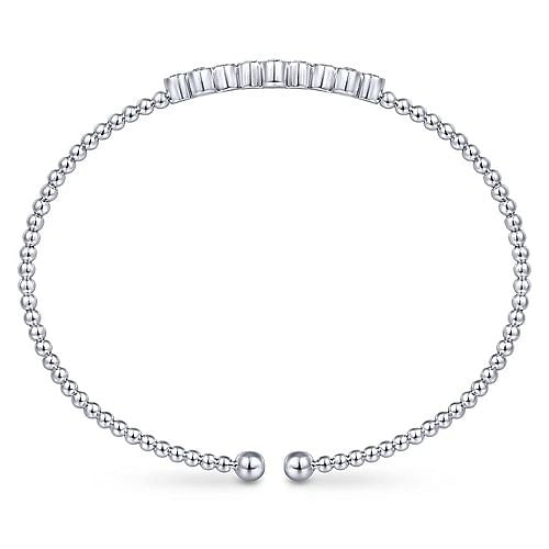 Gabriel & Co. Bujukan Bead Cuff Bracelet with Three Quatrefoil Diamond Stations