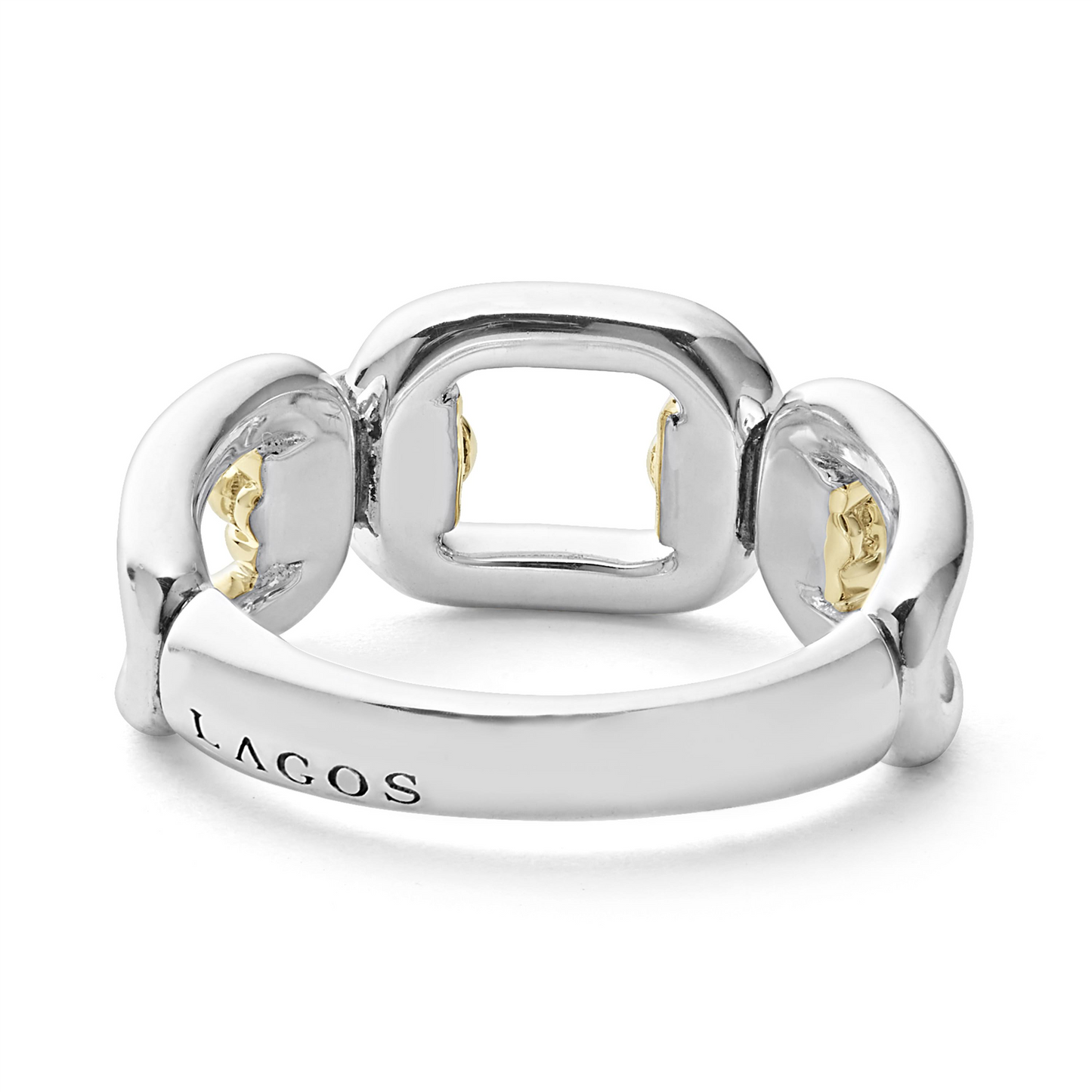 Lagos Two-Tone Link Ring in Sterling Silver & 18k Gold