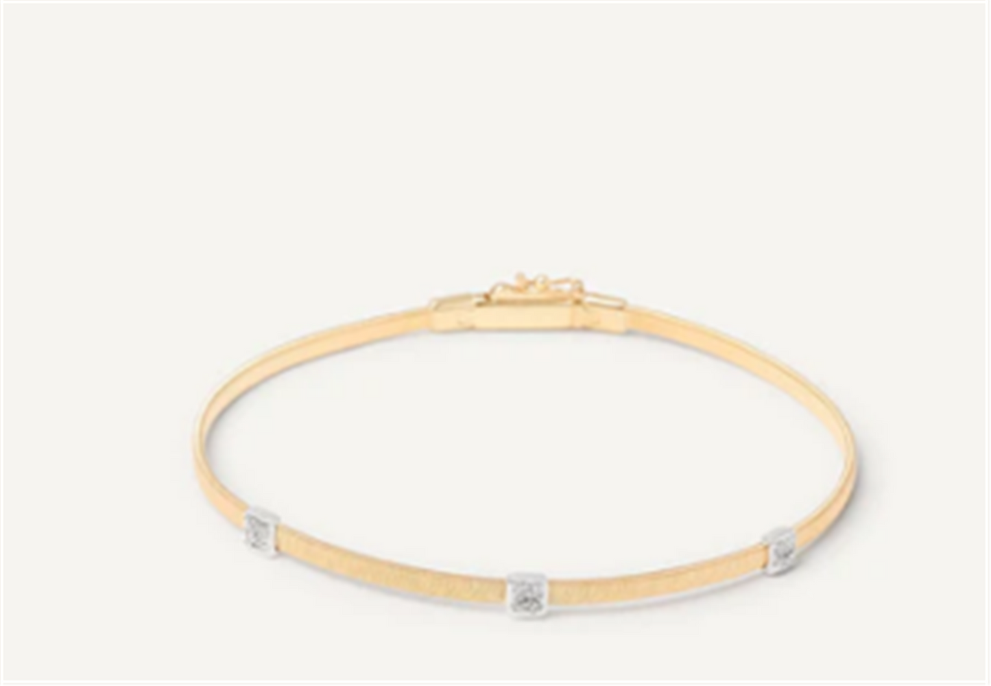 Marco Bicego Stackable Bracelet w/ 3 Diamonds Stations in 18k Two-Tone Gold