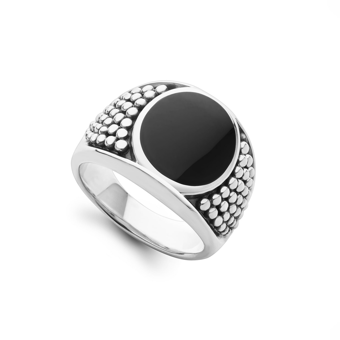 Lagos Black Agate Oval Band Ring