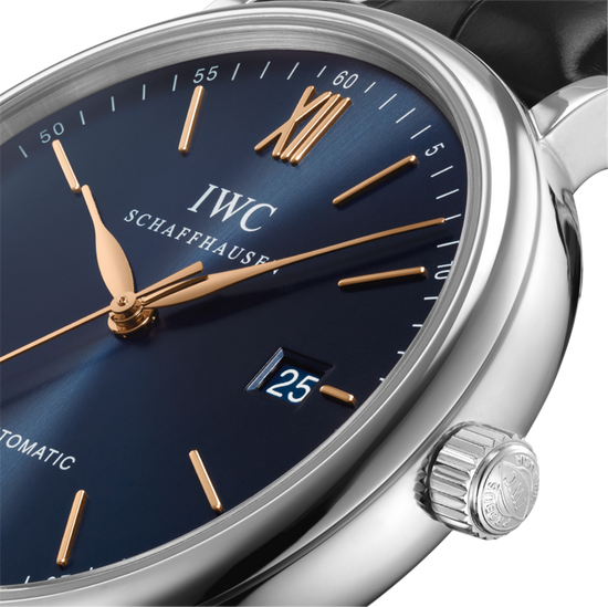 IWC Shaffhausen Portofino Automatic 40mm w/ Blue Dial & Black Alligator Strap