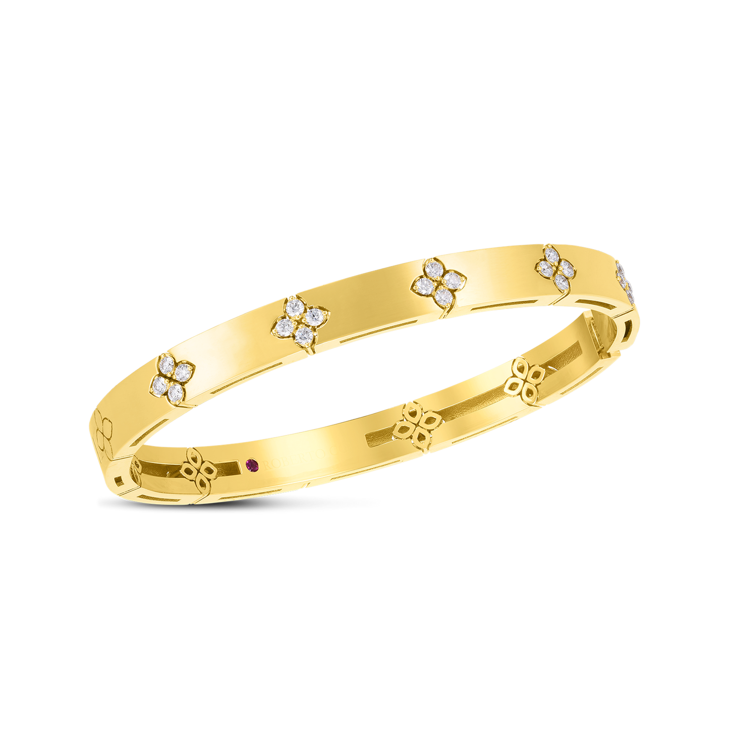 GOLD LOVE IN VERONA MEDIUM WIDTH DIAMOND ACCENT BANGLE