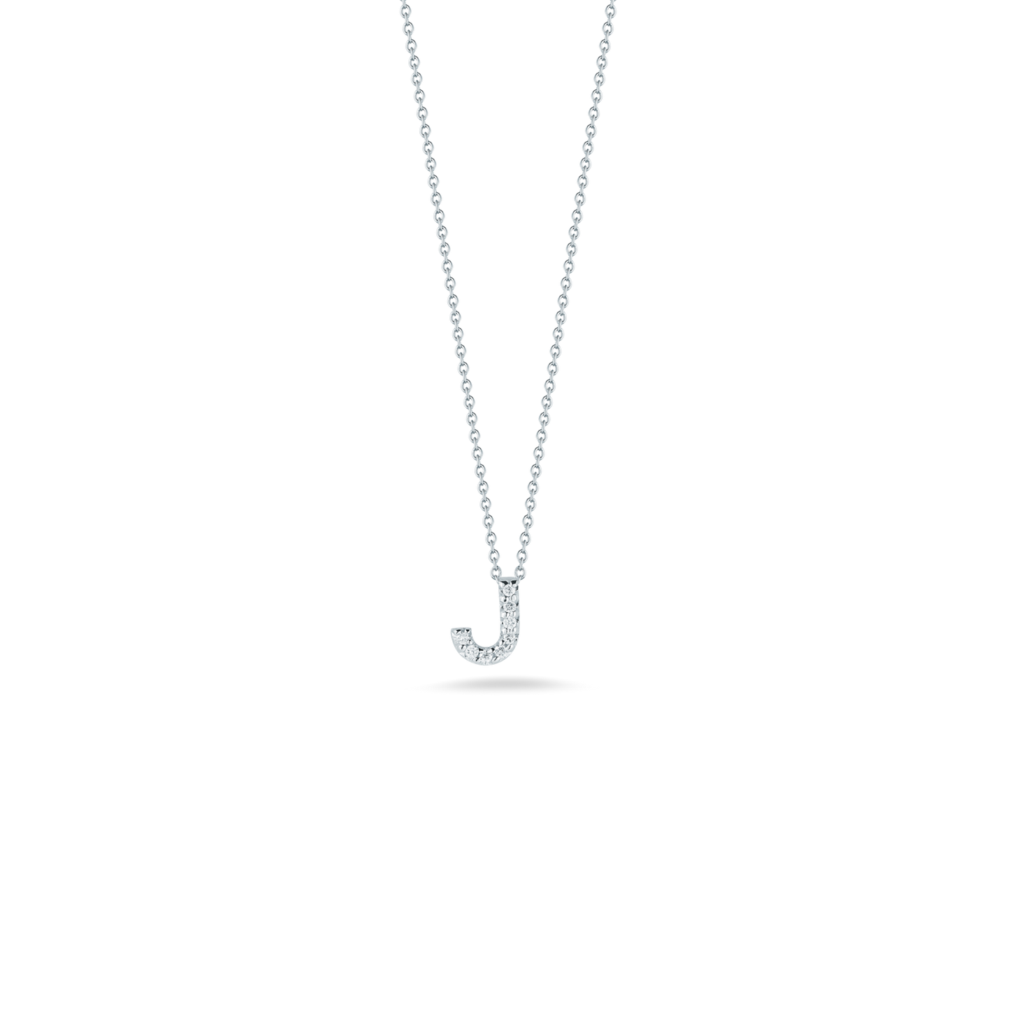 Roberto Coin Love Letter J Necklace in 18k White Gold & 0.04ct Diamonds