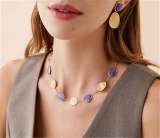 Marco Bicego Lunaria Collar Necklace with Charoite in 18k Gold