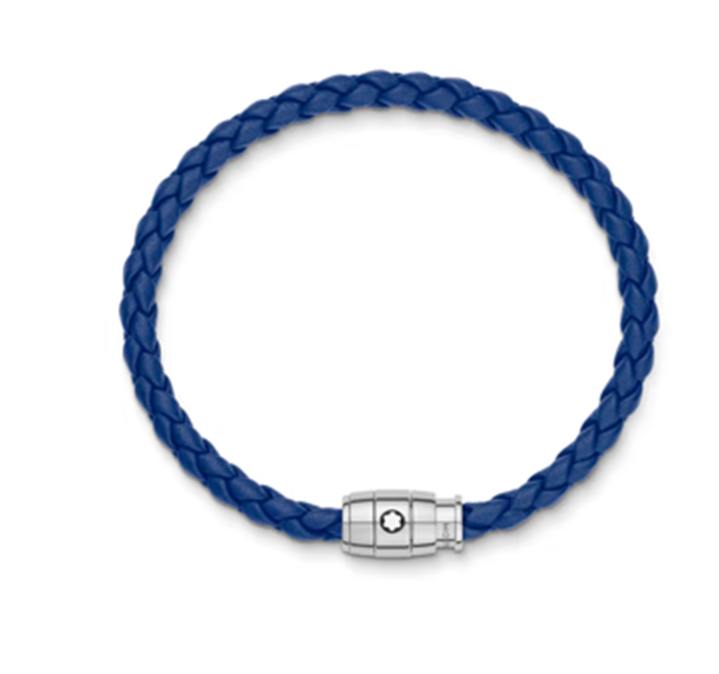 Montblanc Steel 3 Rings Closing and Blue Leather Bracelet