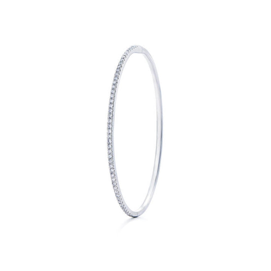 Kwiat Stackable Slim Bangle in 18k White Gold & 1ct Diamonds, 2.10 mm