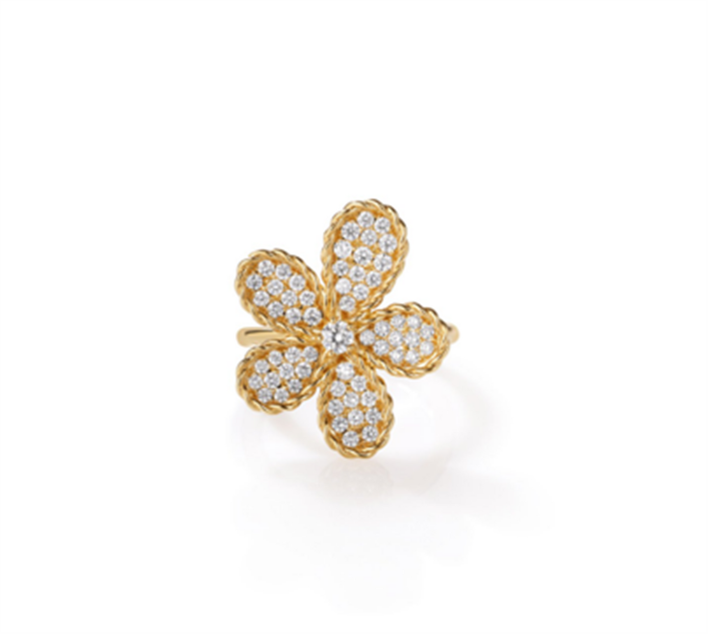 Roberto Coin Jasmine Pave Diamond Flower Ring in 18k Gold