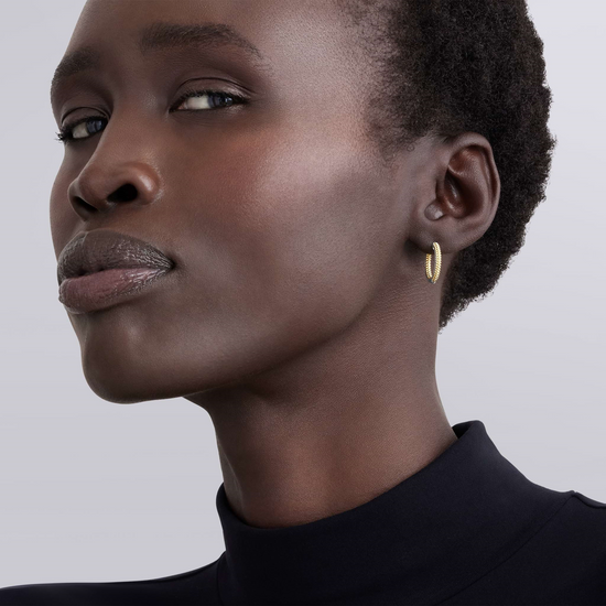 Lagos Two-Tone Caviar Huggie Earrings in Sterling Silver and 18k Gold