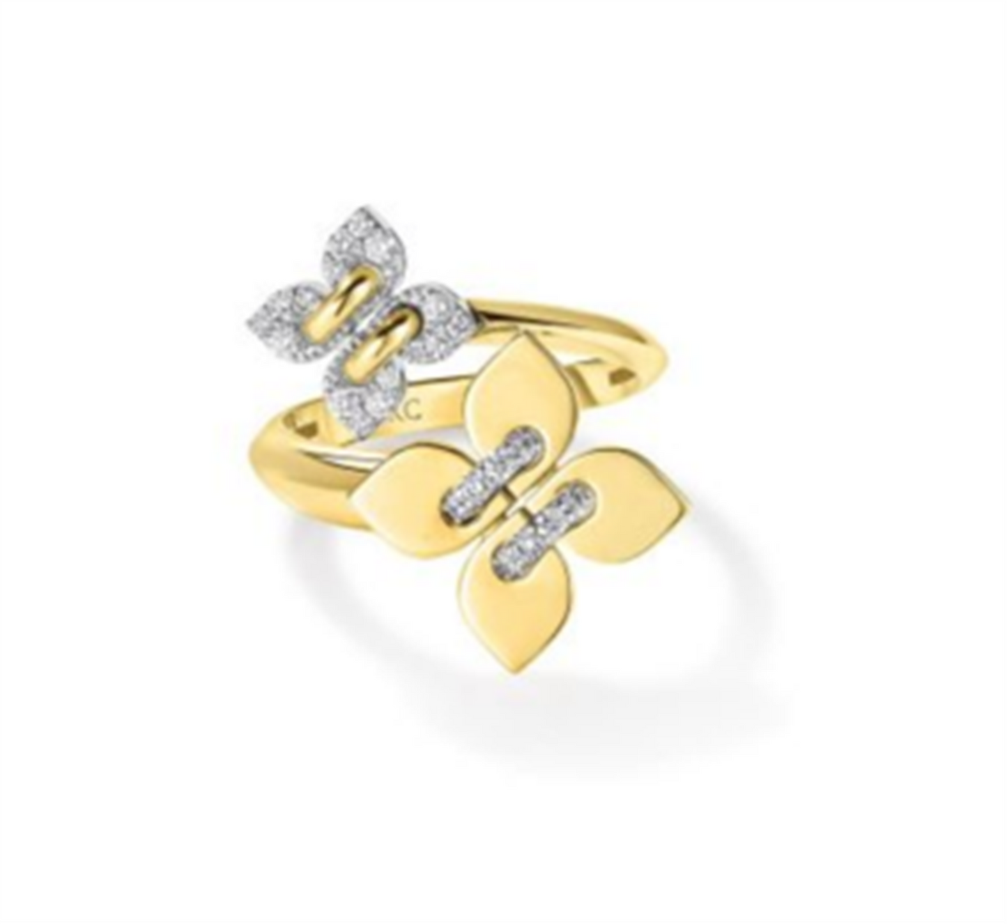Roberto Coin Love in Verona Pave Diamond & Polished Finish Double Flower Ring
