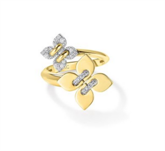 Roberto Coin Love in Verona Pave Diamond & Polished Finish Double Flower Ring