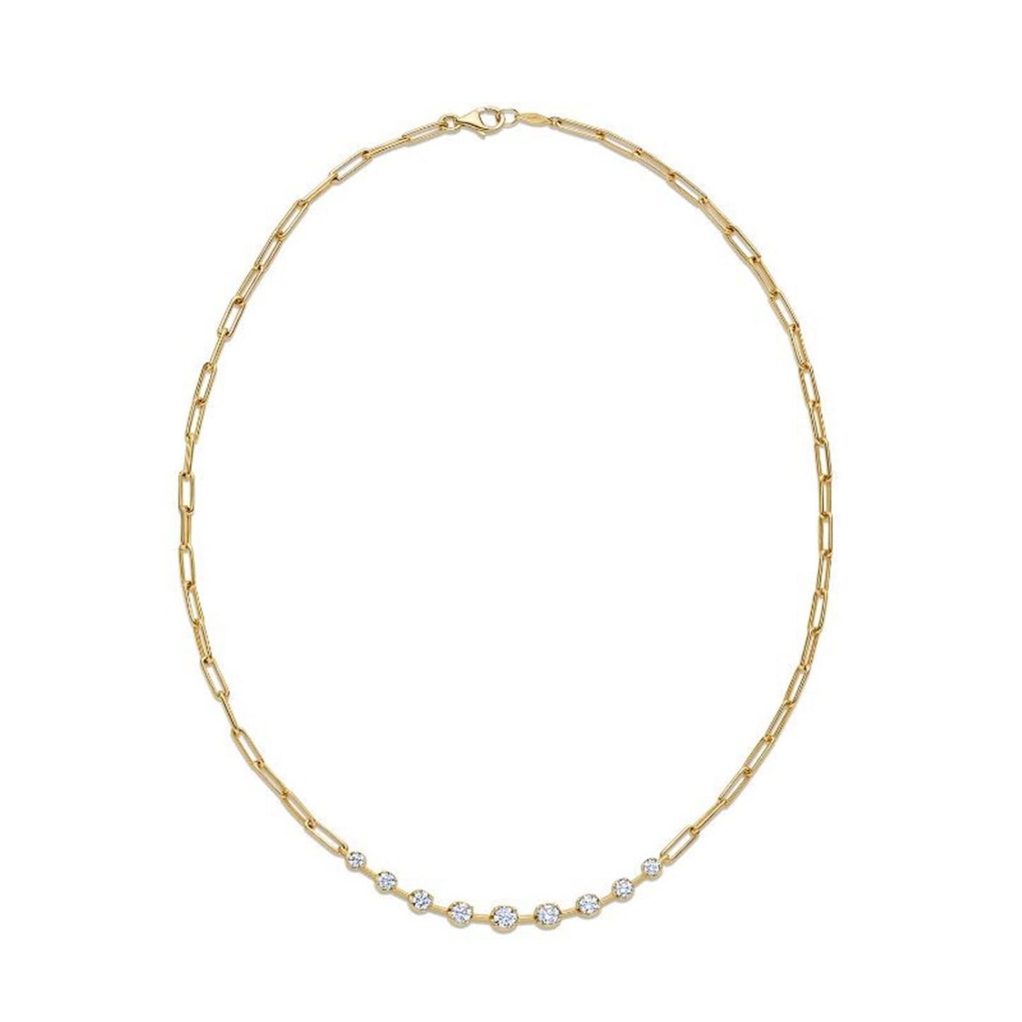 Kwiat Necklace with Diamonds & Paperclip Chain in 18k Gold