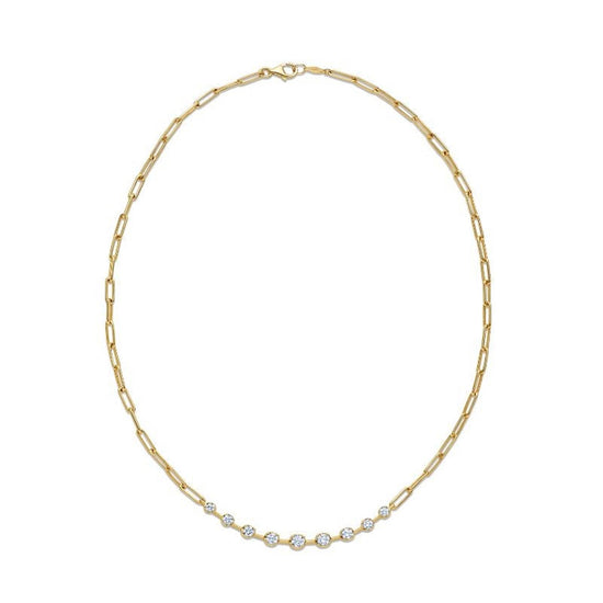 Kwiat Necklace with Diamonds & Paperclip Chain in 18k Gold