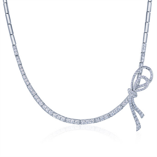 Kwiat Ribbon Diamond Line Necklace in Platinum