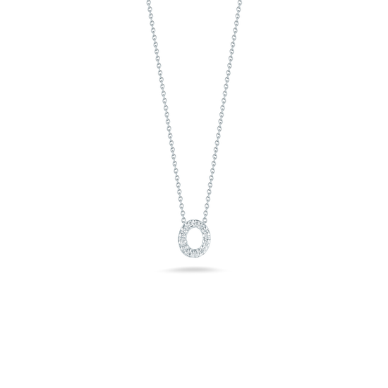 Roberto Coin Love Letter O Necklace in 18k White Gold & 0.06ct Diamonds