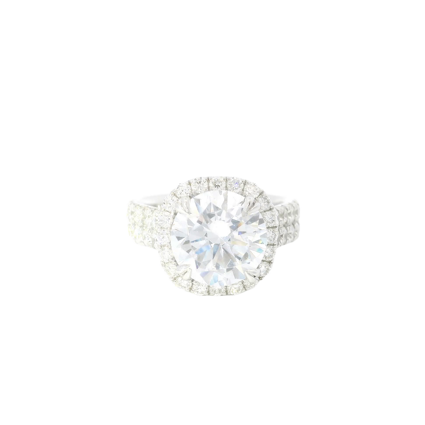 Diamond Halo & Double Row Cathedral Diamond Sides Engagement Ring Setting