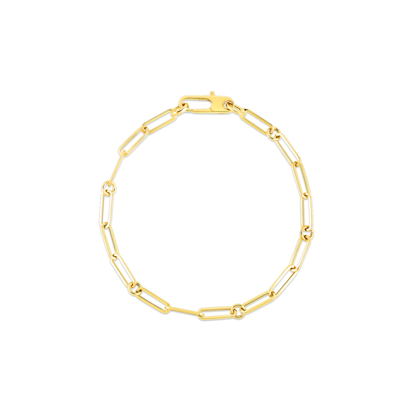 Roberto Coin Paperclip & Round Link Bracelet in 18k Gold