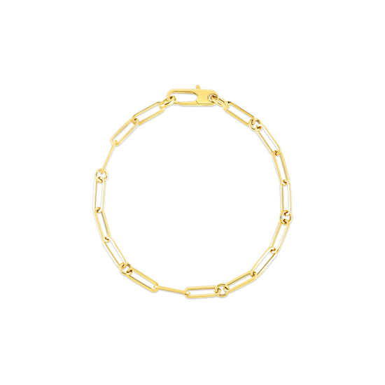Roberto Coin Paperclip & Round Link Bracelet in 18k Gold