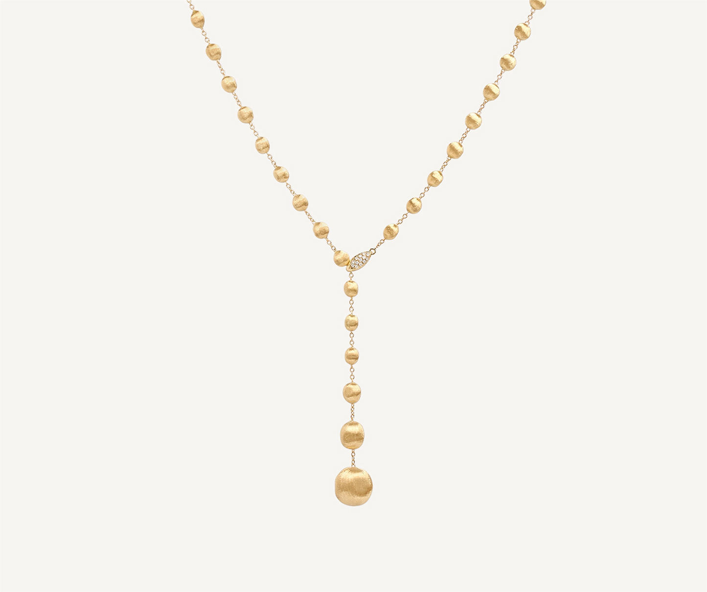 Marco Bicego Africa Bead Lariat Necklace w/Diamond Pavé Clasp