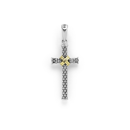 Lagos Two-Tone Caviar Beaded X Cross Amulet