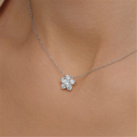 Kwiat Cluster Floral Pendant with Diamonds in 18k White Gold