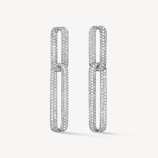 Hearts on Fire Inside/Out Diamond Pave Link Earrings in 18k White Gold