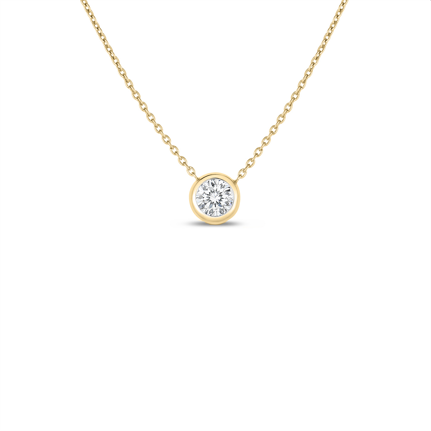 Roberto Coin Bezel Set Diamond Solitaire Necklace in 18k Yellow Gold