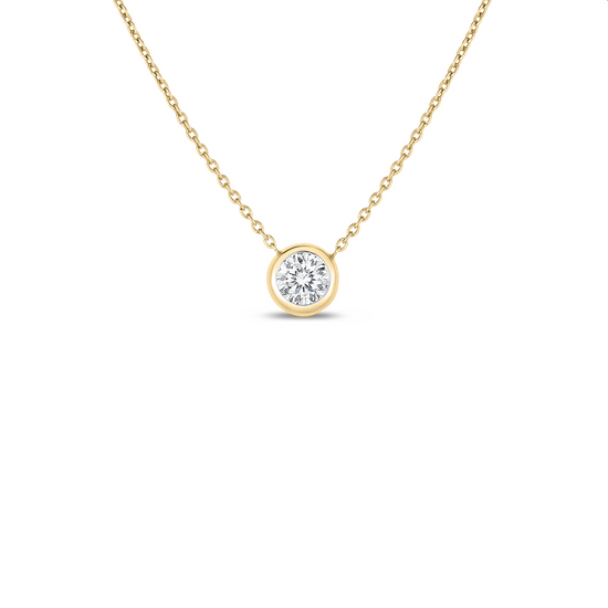 Roberto Coin Bezel Set Diamond Solitaire Necklace in 18k Yellow Gold