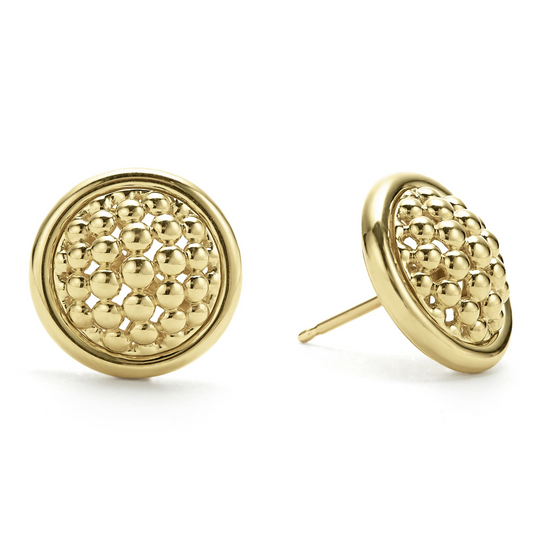 Lagos Caviar Stud Earrings in 18k Gold