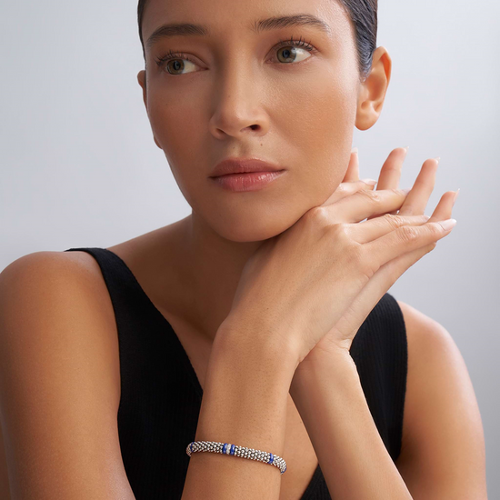 Lagos Ultramarine Single Station Diamond Caviar Bracelet