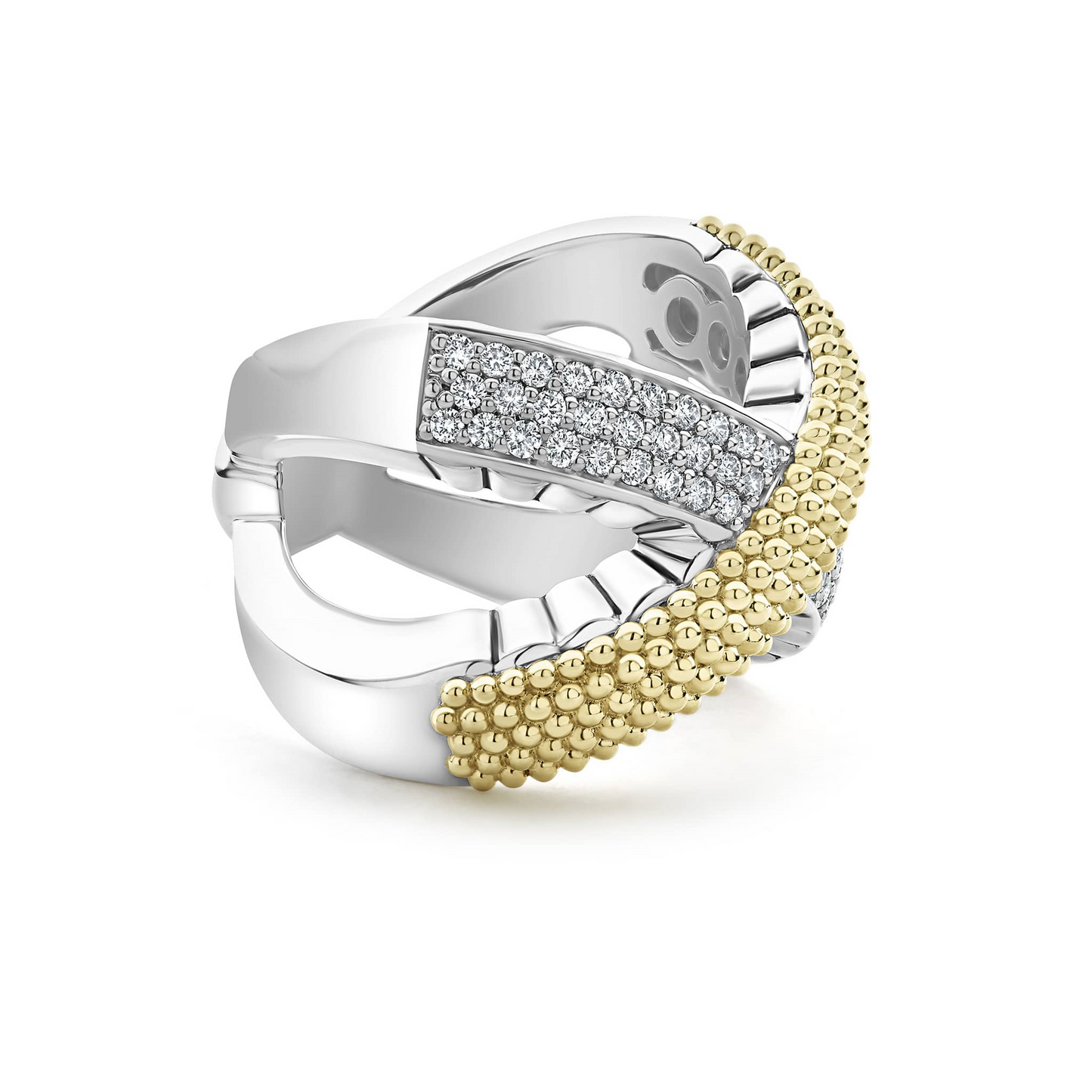 Lagos X Caviar Diamond Ring in Sterling Silver and 18k Gold