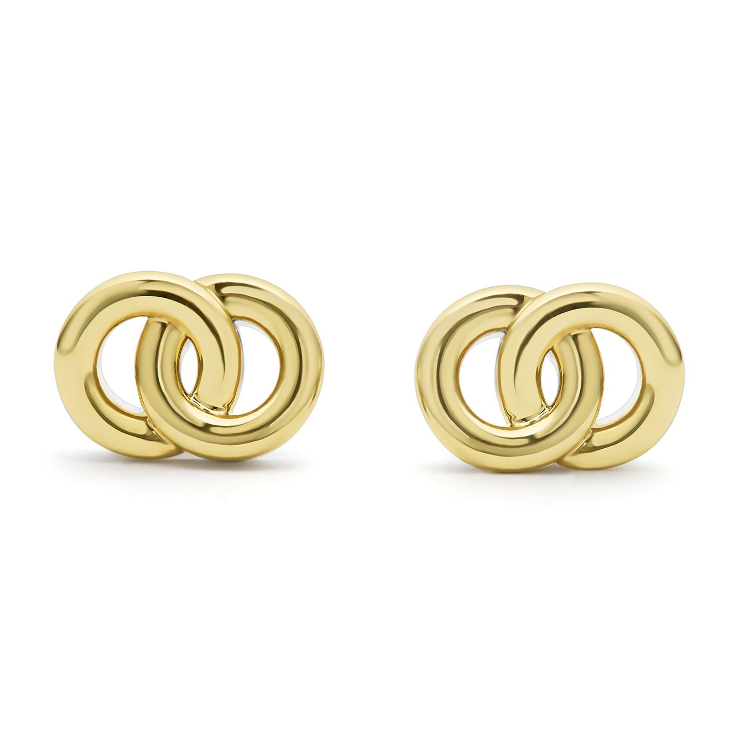 Lagos Two-Tone Interlocking Stud Earrings in Sterling Silver and 18k Gold