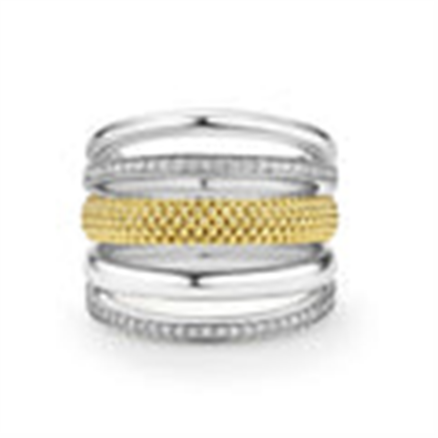 Lagos Two-Tone Five Row Diamond Ring in Sterling Silver & 18k Gold
