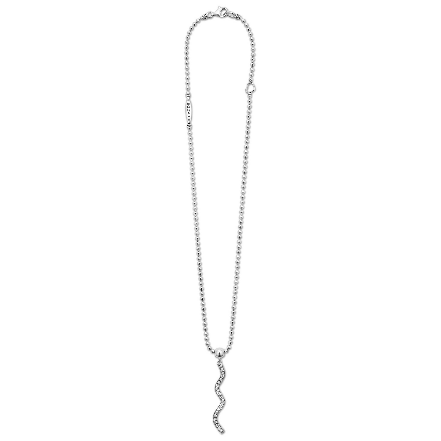 Lagos Large Wave Diamond Pendant Necklace