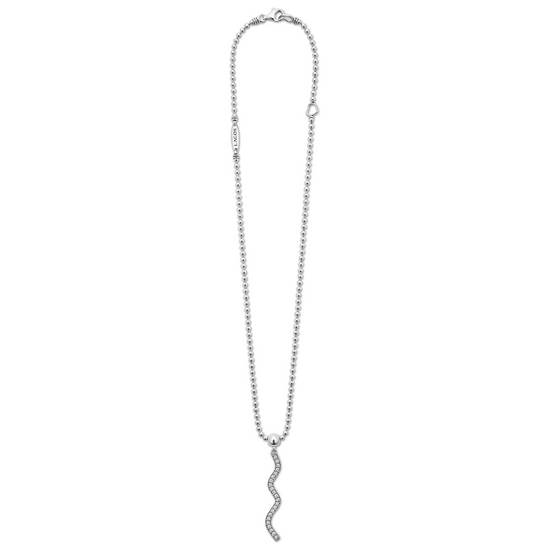 Lagos Large Wave Diamond Pendant Necklace