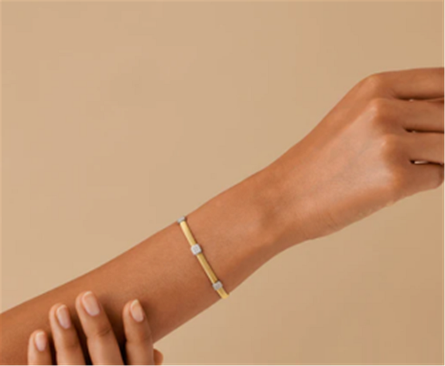 Marco Bicego Stackable Bracelet w/ 3 Diamond Stations in 18k Two-Tone Gold