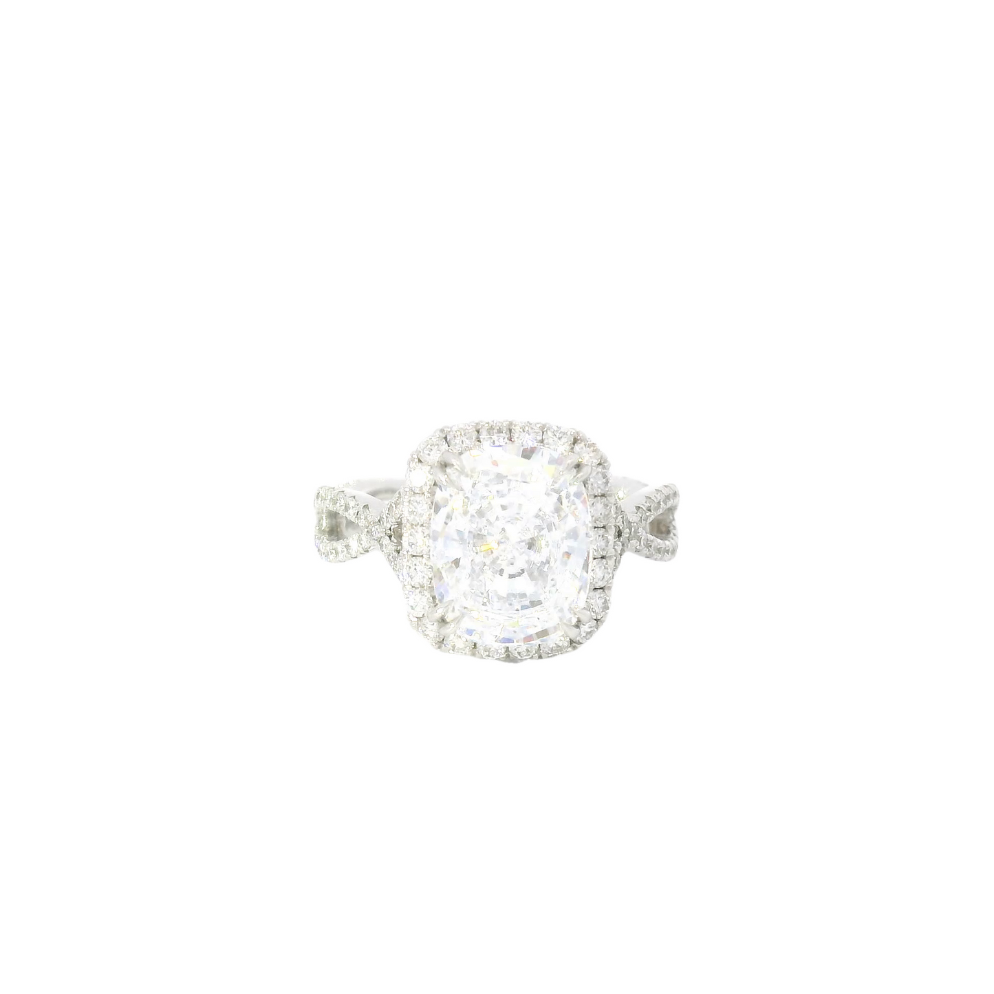 Diamond Halo w/ Twisted Diamond Sides Enagement Ring Setting