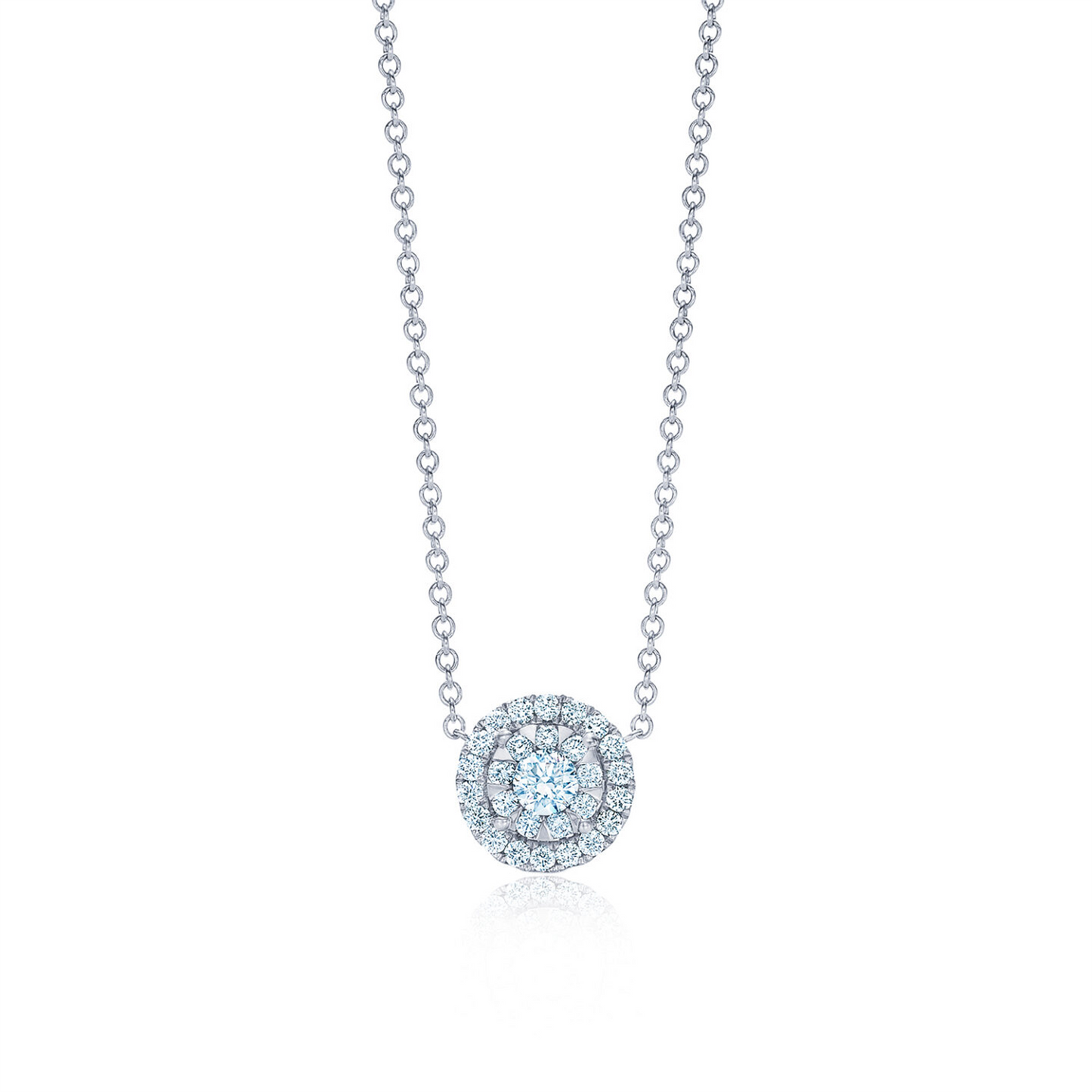 Kwiat Sunburst Pendant with Diamond Halo in 18k White Gold & .42cttw Diamonds