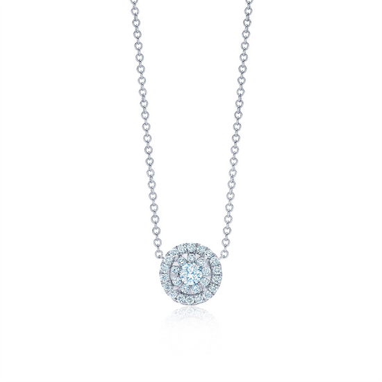 Kwiat Sunburst Pendant with Diamond Halo in 18k White Gold & .42cttw Diamonds