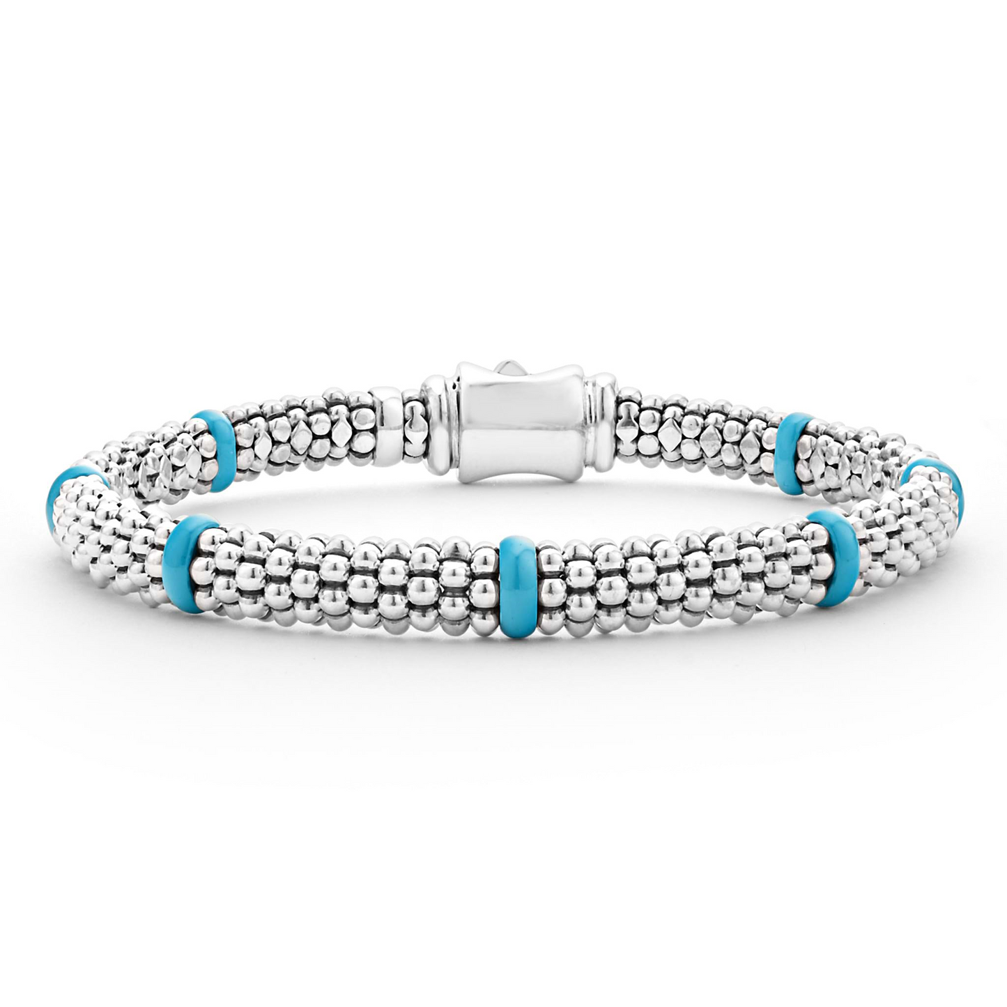 Lagos Blue Ceramic Station Caviar Bracelet