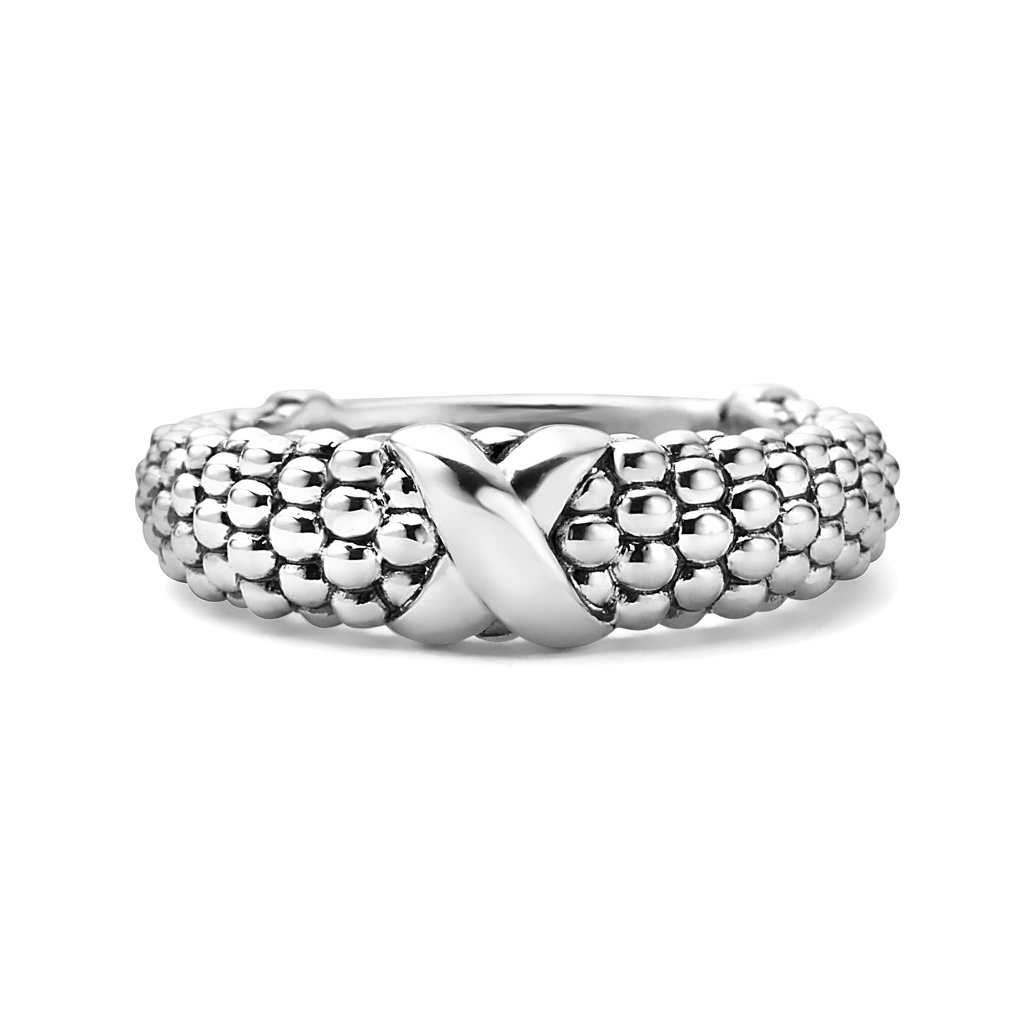 Lagos Sterling Silver X Beaded Ring in Sterling Silver