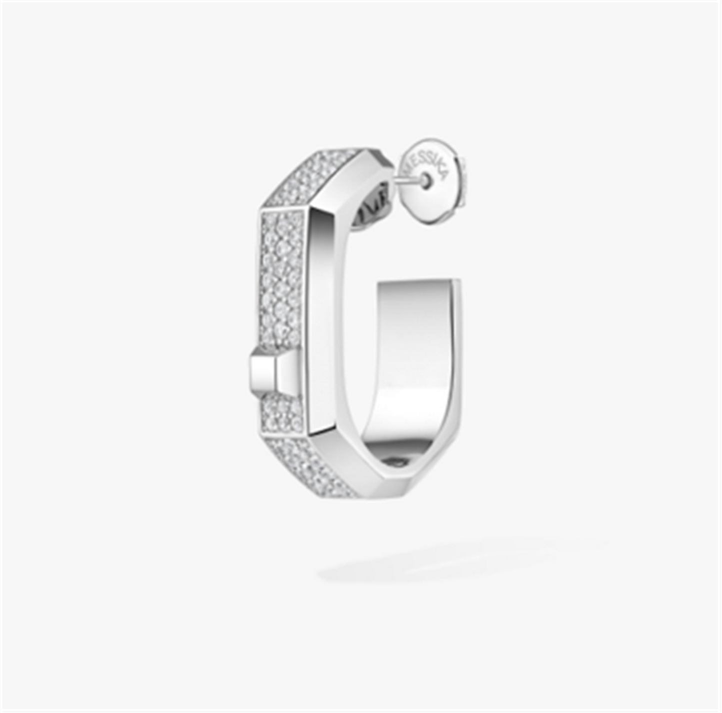 Messika Moderniste Single Pavé Diamond Hoop Earring, Medium in 18k White Gold