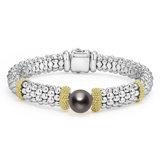 Lagos Two-Tone Tahitian Black Pearl Caviar Bracelet