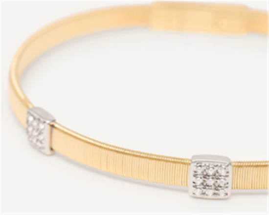 Marco Bicego Stackable Bracelet w/ 3 Diamond Stations in 18k Two-Tone Gold