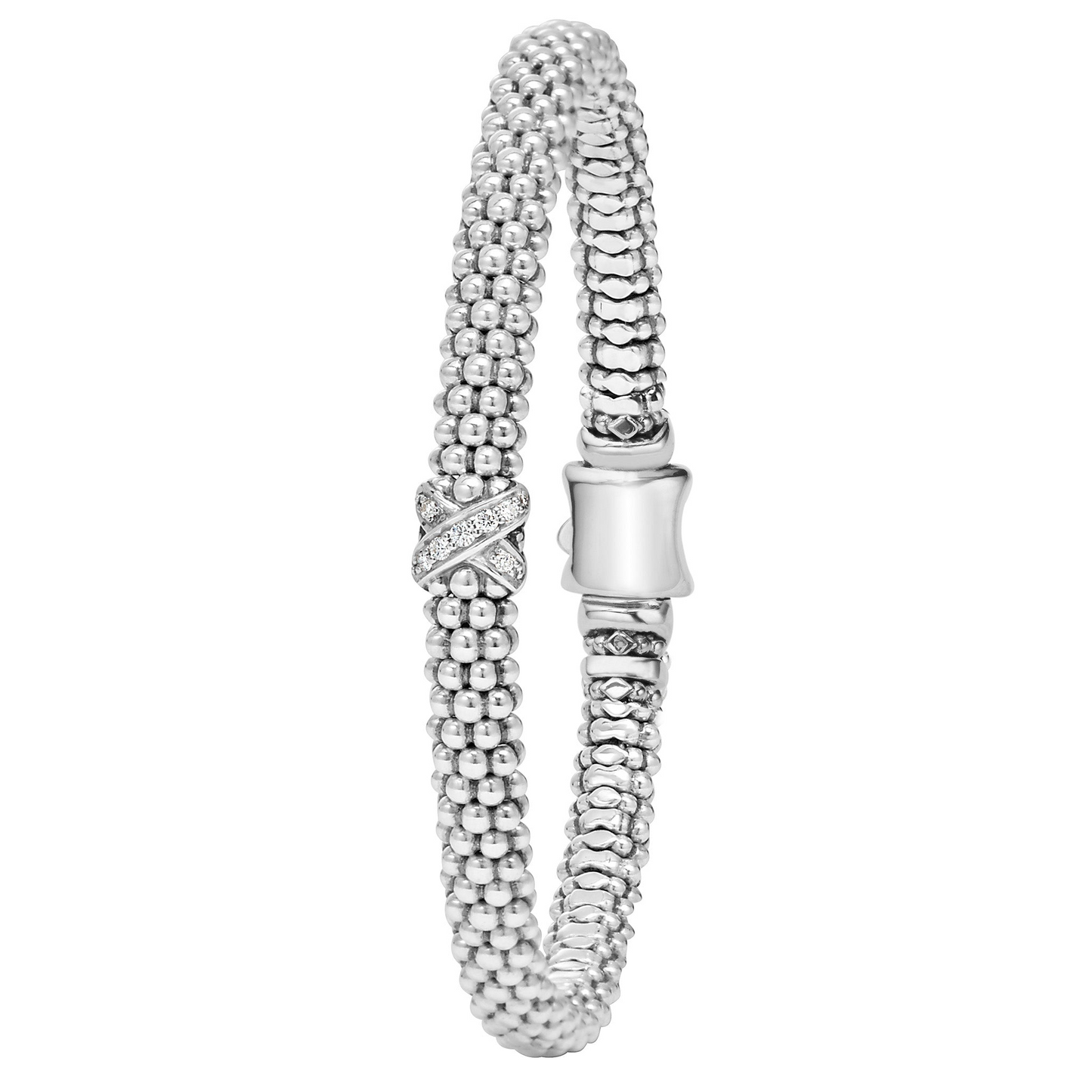 Lagos Single Station X Two-Tone Diamond Bracelet in Sterling Silver