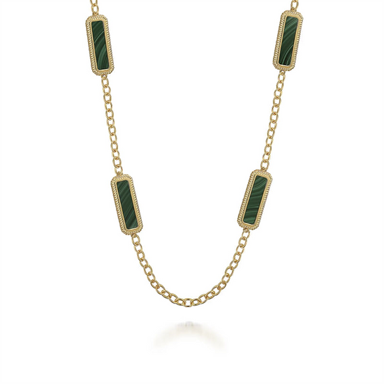 Gabriel & Co. Gold Malachite & Rope Station Necklace