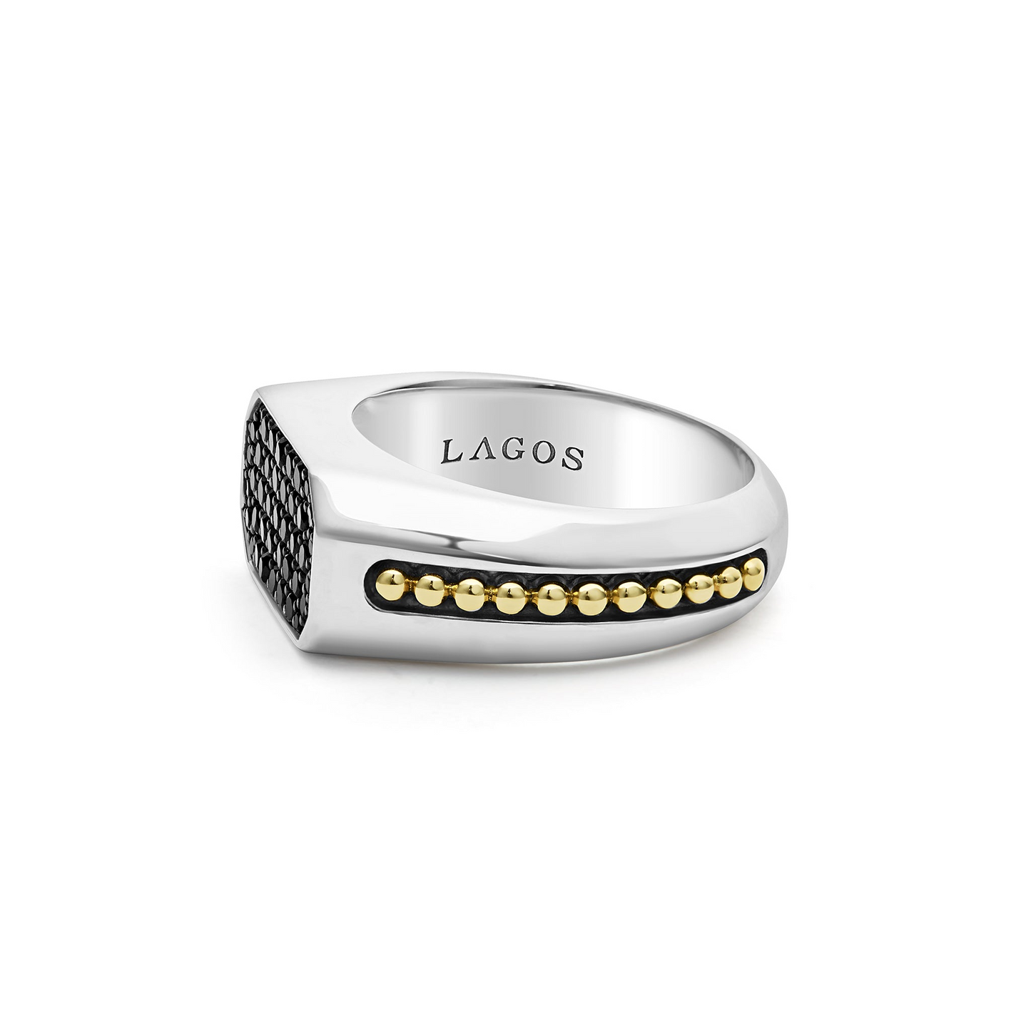 Lagos Two-Tone Octagon Black Diamond Ring