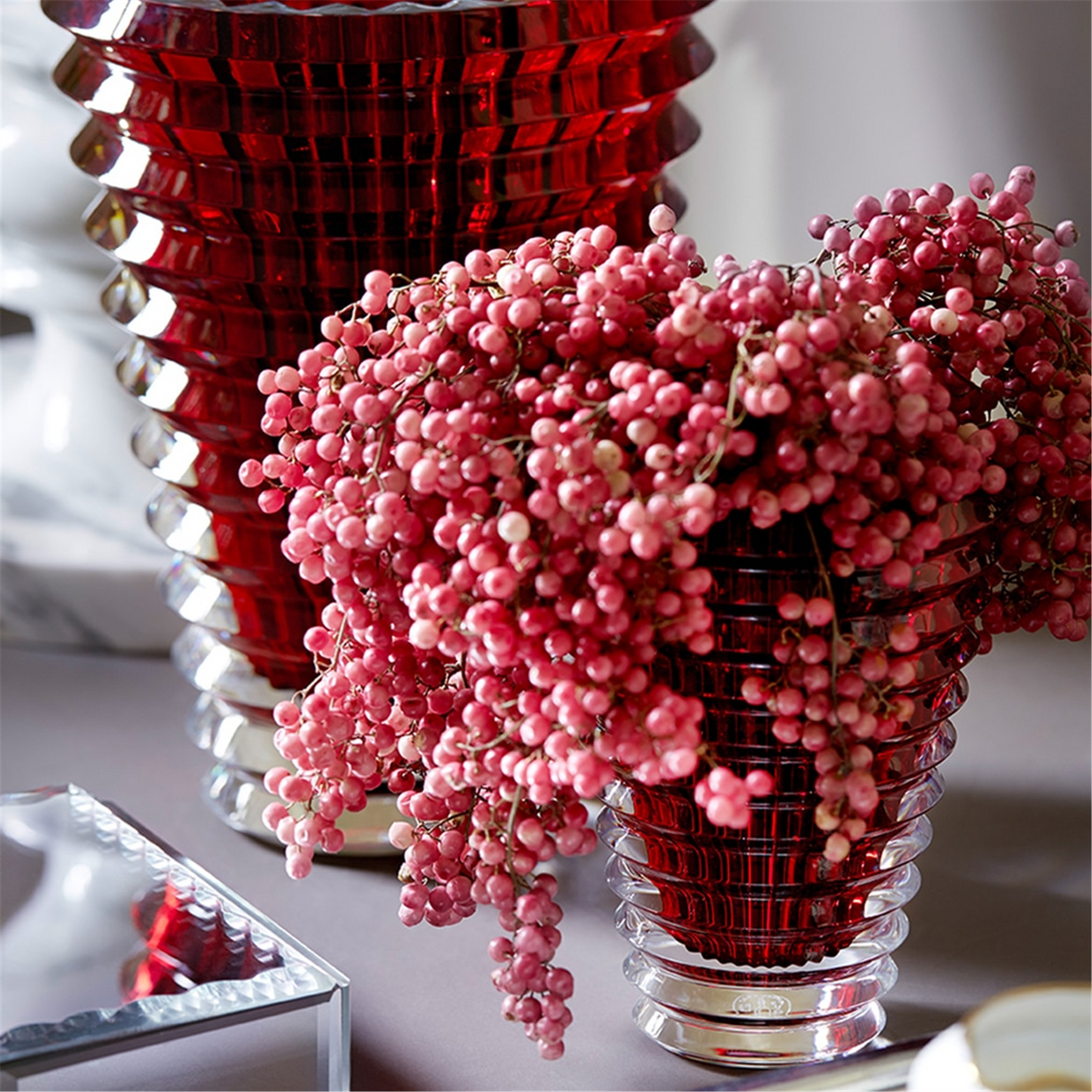 Baccarat Small Red Crystal Eye Vase