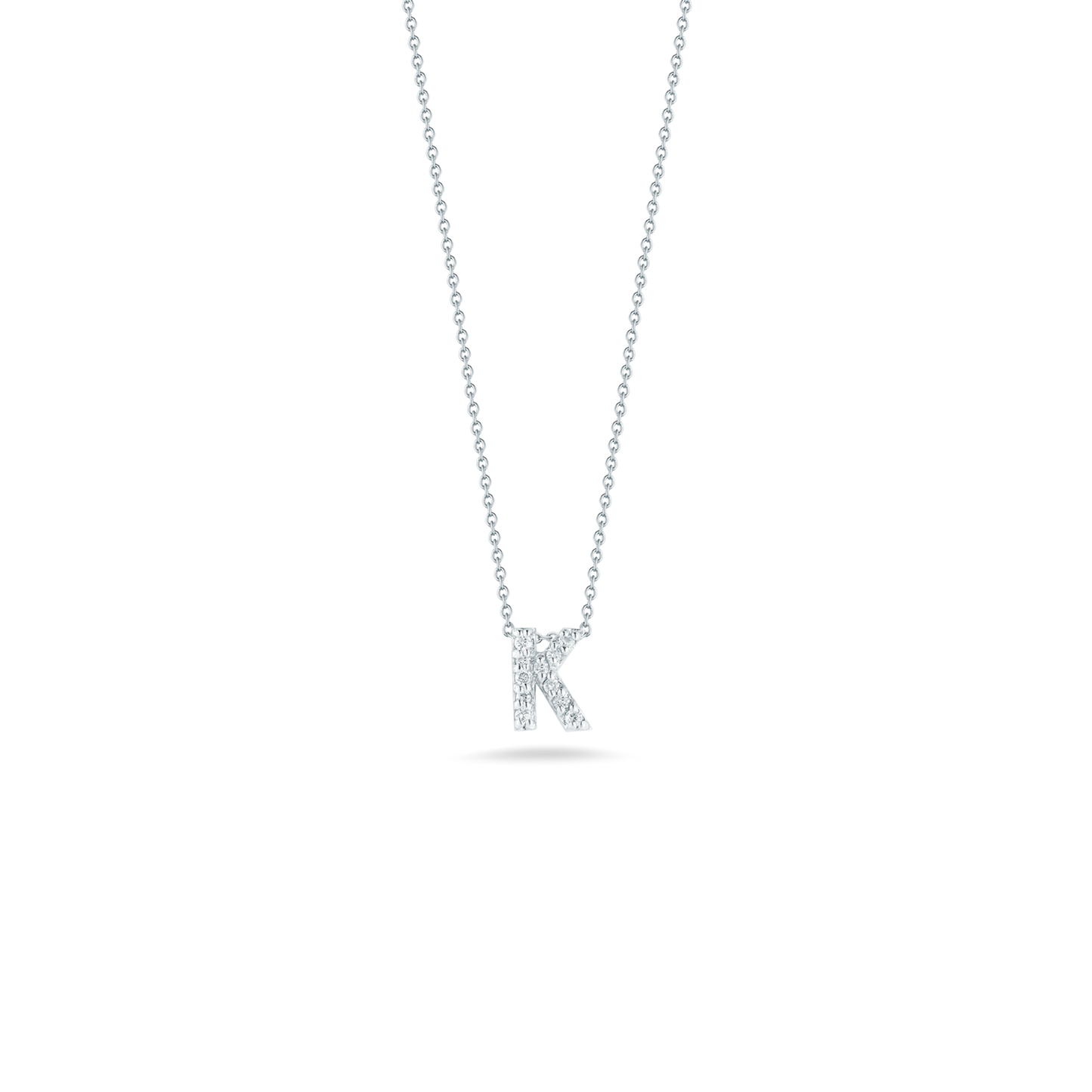 Roberto Coin Diamond Love Letter "K" Necklace in 18k White Gold